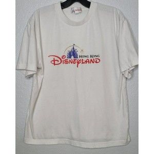 VTG Y2K‎ Hong Kong Disneyland White Short Sleeve Shirt Size Large